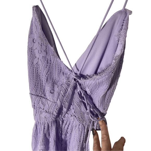 NWT Amazon Open Back Corset Lace Women's Cross Halter Lilac Dress - Picture 4 of 9